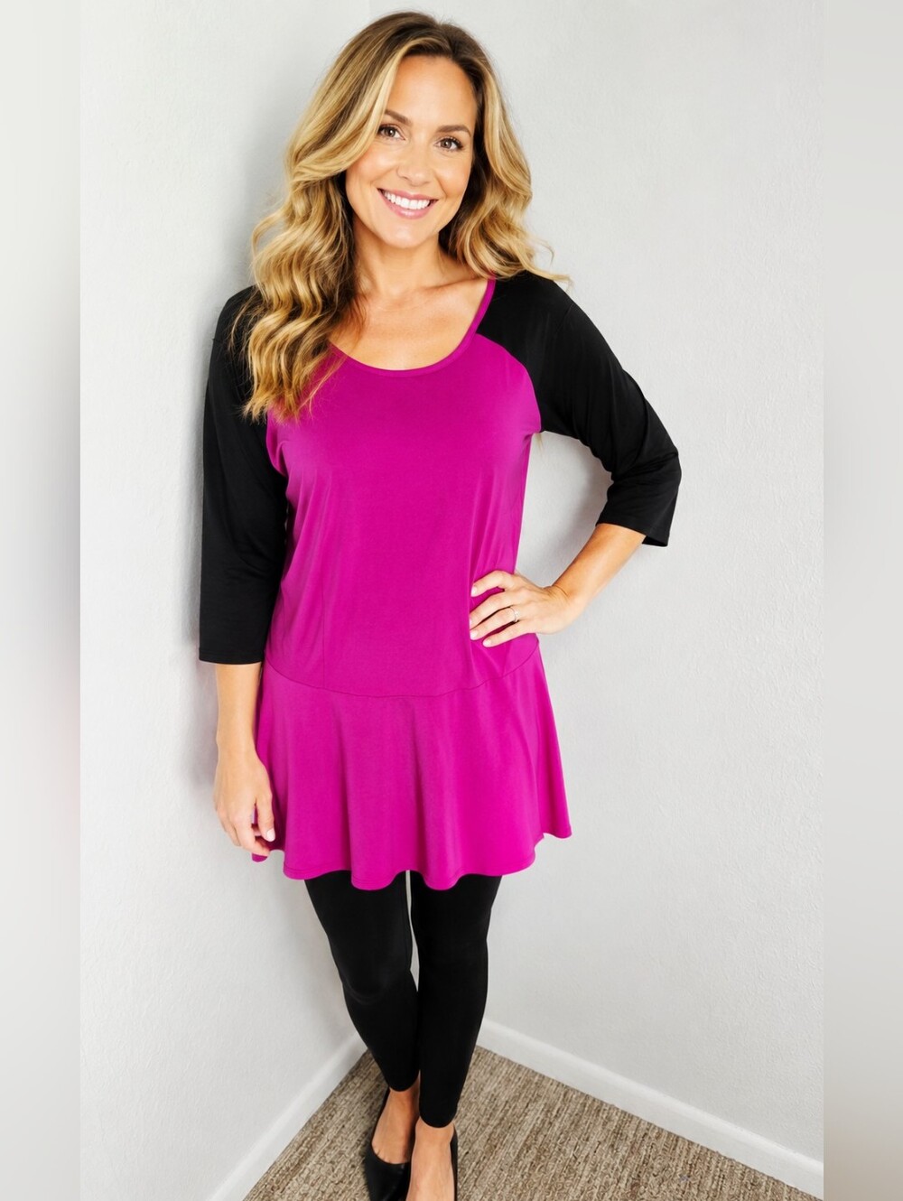 Ashley Stewart Magenta &  Black Workout Dress or Top, Size 18/20